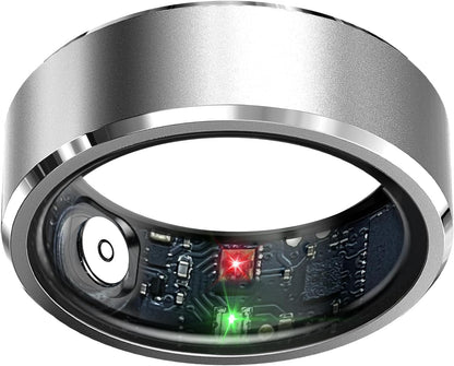 Smart Ring Health Tracker, Sleep Tracker Ring with Heart Rate, Waterproof Fitness Ring for Activity Monitoring/Steps/Distance/Calories,Air Gestures,Up to 7-Day Battery,For Ios Android(Light Silver#10)