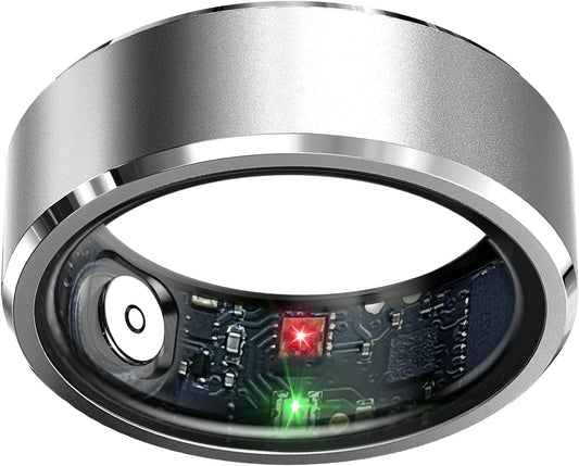 Smart Ring Health Tracker, Sleep Tracker Ring with Heart Rate, Waterproof Fitness Ring for Activity Monitoring/Steps/Distance/Calories,Air Gestures,Up to 7-Day Battery,For Ios Android(Light Silver#10)